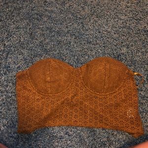 Brown Floral Crop Top